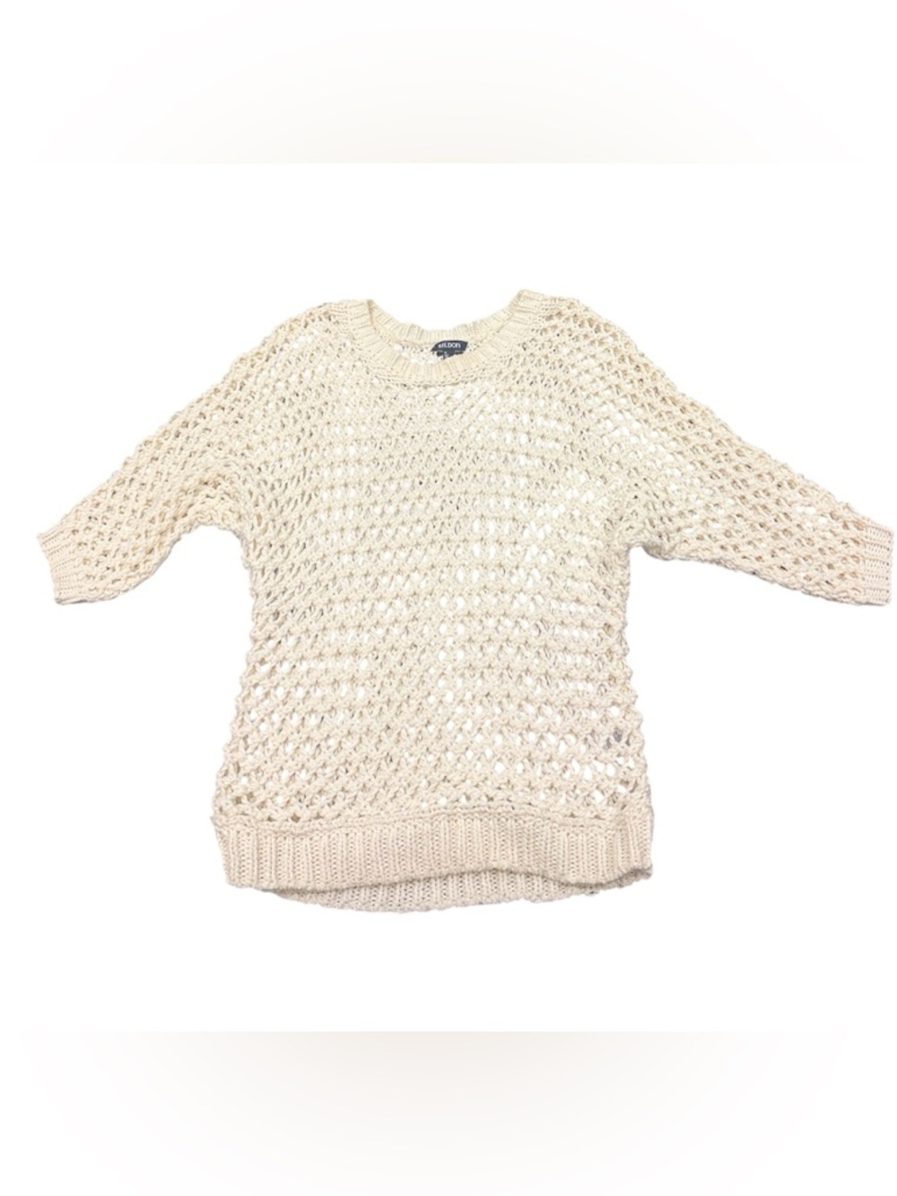TILDON Open-Knit Cream Women's Pullover Sweater Size XS